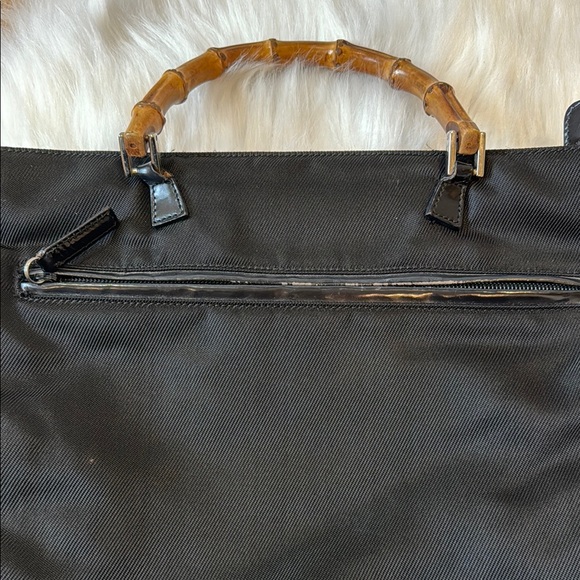 Gucci Black Nylon Tote Bag with Bamboo Handles - Picture 8 of 17